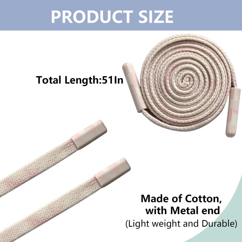 BOROLA 1Pcs 51 Inch Fashionable Durable Cotton Drawstring, Premium Hoodie, Sports Pants, Shorts Universal Drawstring Replacement (Pink-White Gradient Cord, Plastic Cap) - Image 2